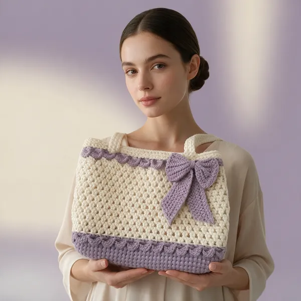 Cream_Crochet_Fabric_Crochet_Tote_Bag_For_Women
