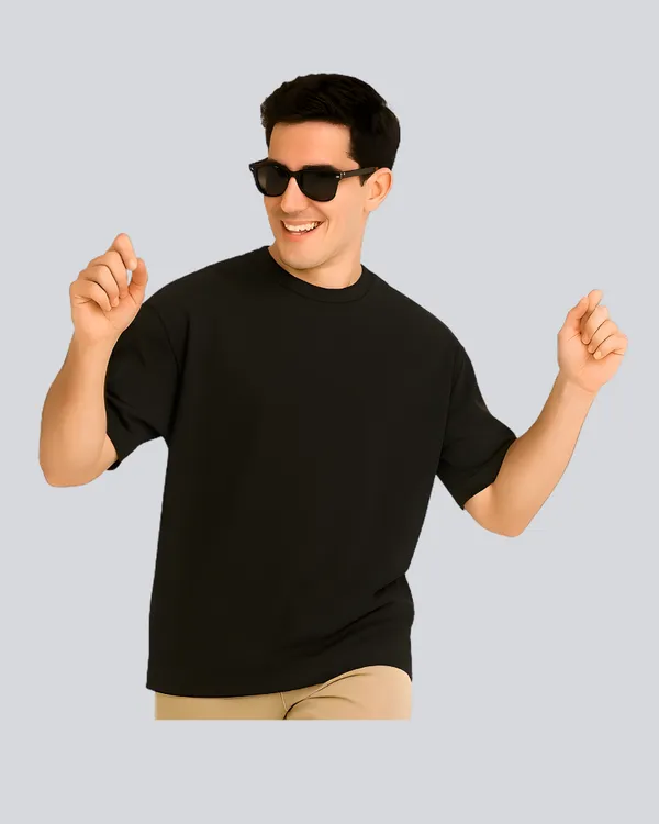 Plain_Streetwear_Black_Oversize_Fit_T-Shirt_For_Men