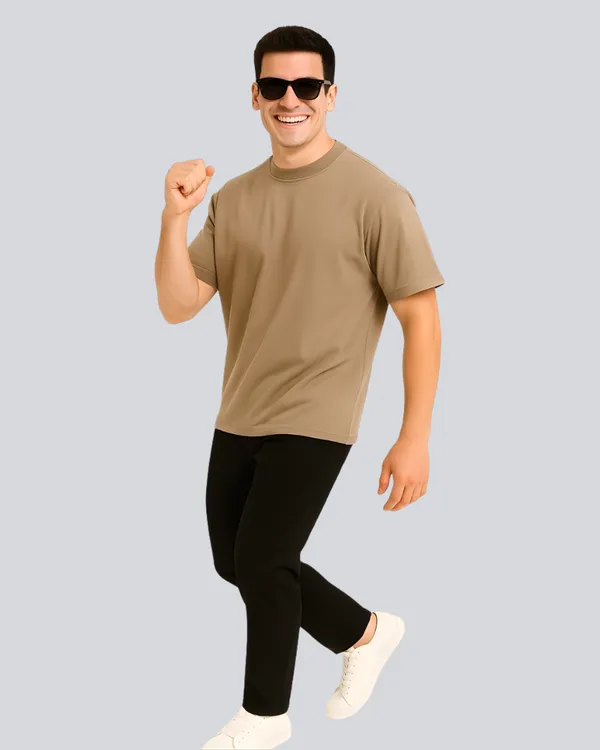 Plain_Streetwear_Biege_Oversize_T-Shirt_For_Men