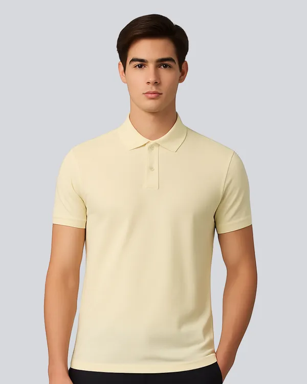 Cream_Cotton_Classic_Polo_T-Shirt_For_Men
