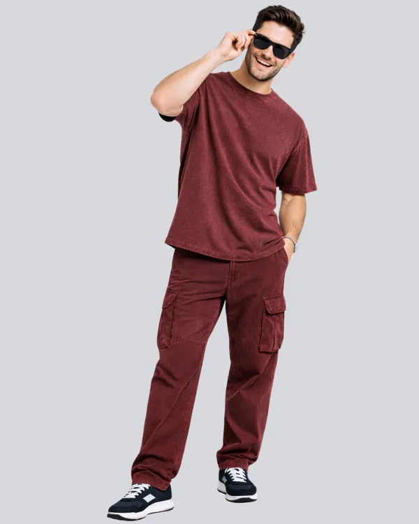 Plain_Acid_Wash_Maroon_Oversize_Streetwear_T-Shirt_For_Men