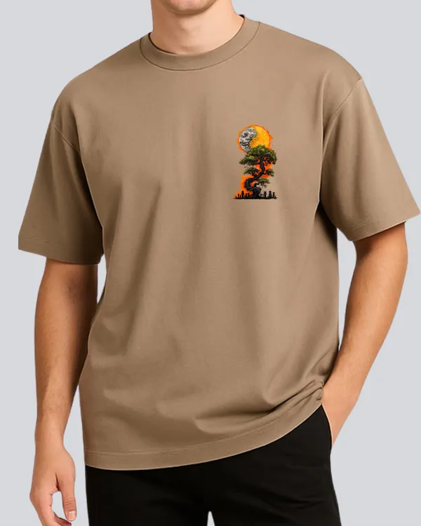 Printed_Sun_&_Moon_Streetwear_Biege_Oversize_T-Shirt_For_Men