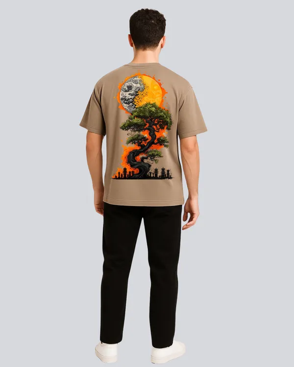 Printed_Sun_&_Moon_Streetwear_Biege_Oversize_T-Shirt_For_Men