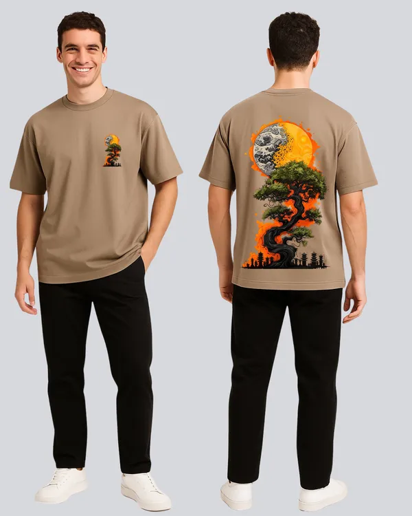 Printed_Sun_&_Moon_Streetwear_Biege_Oversize_T-Shirt_For_Men