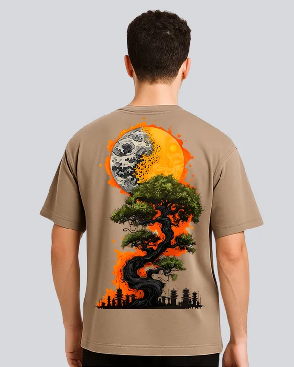 Printed_Sun_&_Moon_Streetwear_Biege_Oversize_T-Shirt_For_Men