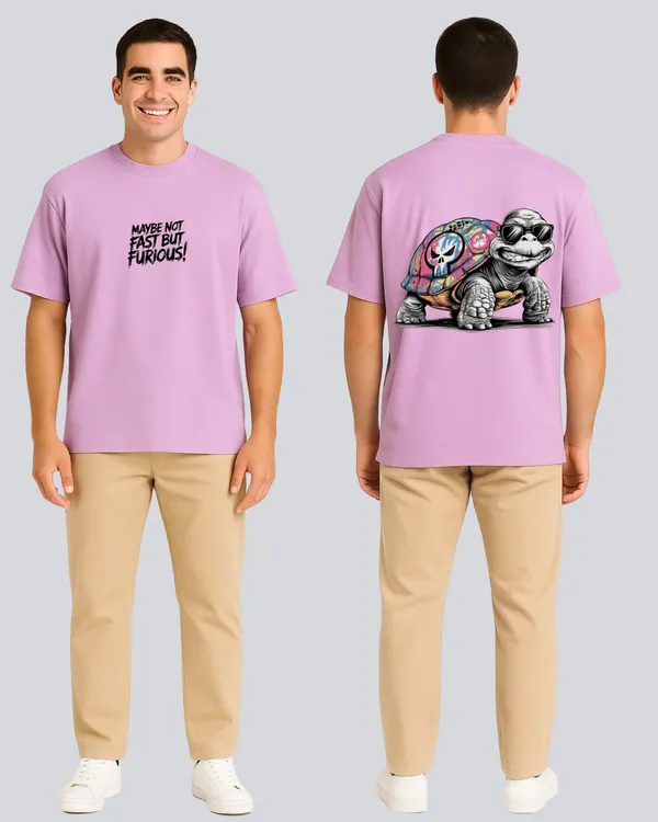 Printed_Fast_&_Furious_Streetwear_Lavender_Oversize_T-Shirt_For_Men