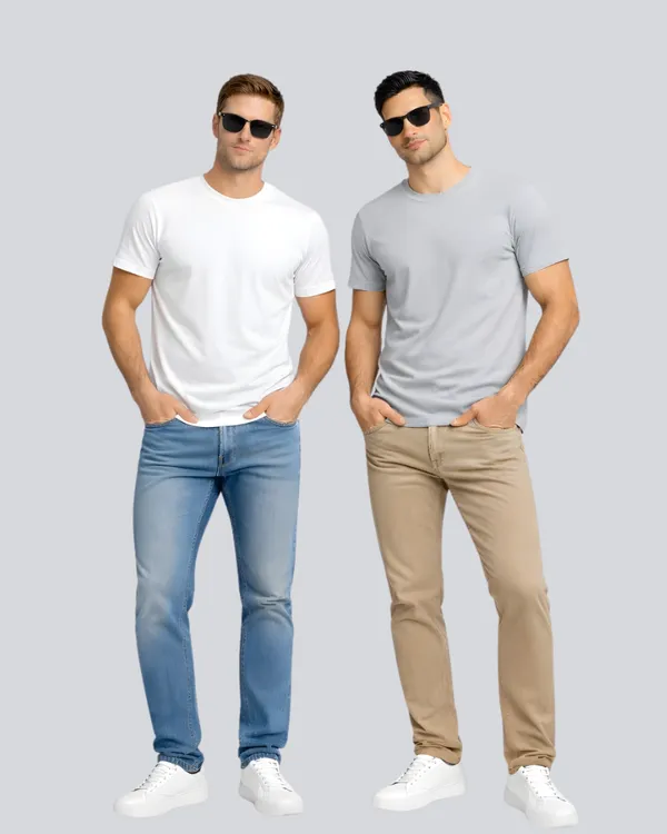 White_Light_Grey_Cotton_Round_Neck_T-Shirt_Combo_For_Men