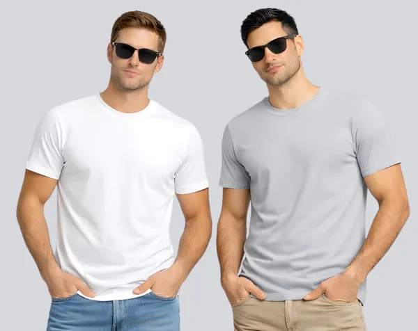 White_Light_Grey_Cotton_Round_Neck_T-Shirt_Combo_For_Men