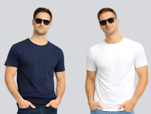 White_Navy_Blue_Cotton_Round_Neck_T-Shirt_Combo_For_Men