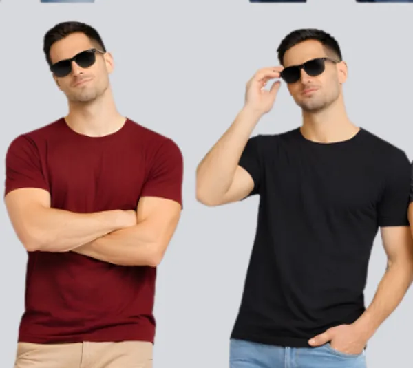 Black_Maroon_Cotton_Round_Neck_T-Shirt_Combo_For_Men