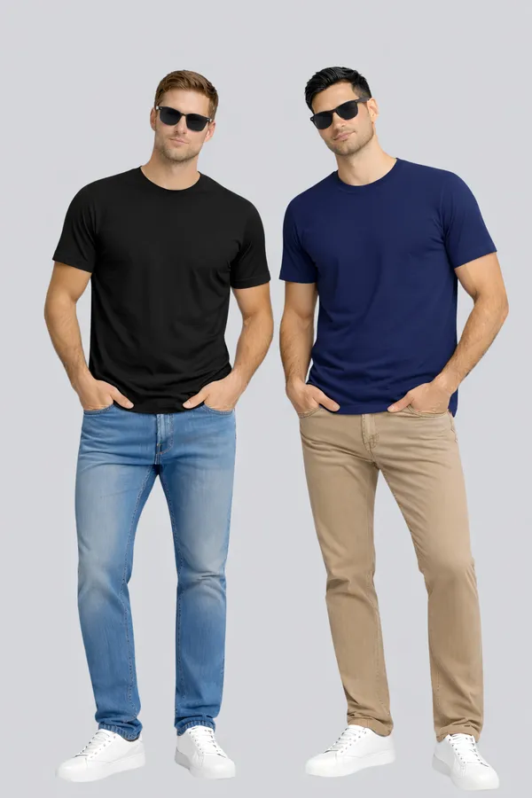 Black_Navy_Blue_Cotton_Round_Neck_T-Shirt_Combo_For_Men