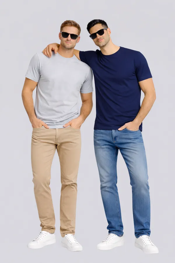 Light_Grey_Navy_Blue_Cotton_Round_Neck_T-Shirt_Combo_For_Men