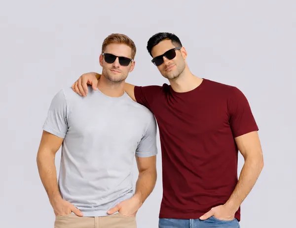 Light_Grey_Maroon_Cotton_Round_Neck_T-Shirt_Combo_For_Men