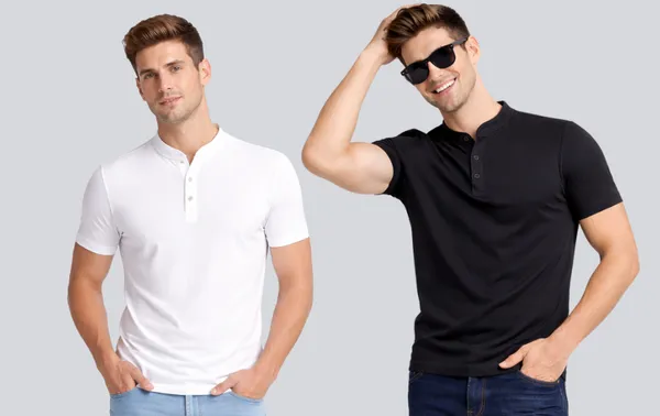 White_Black_Cotton_Henley_T-Shirt_Combo_For_Men