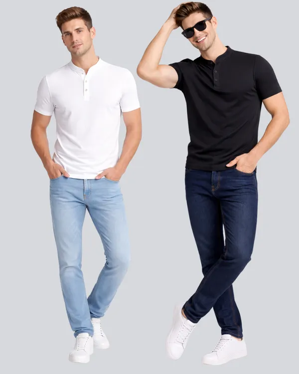 White_Black_Cotton_Henley_T-Shirt_Combo_For_Men