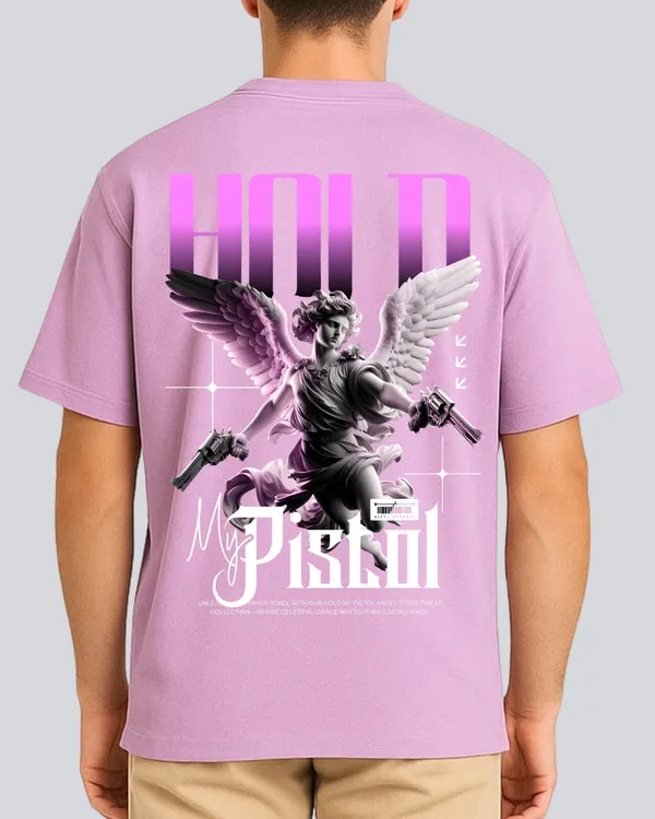 Printed_Hold_My_Pistol_Streetwear_Lavender_Oversize_T-Shirt_For_Men