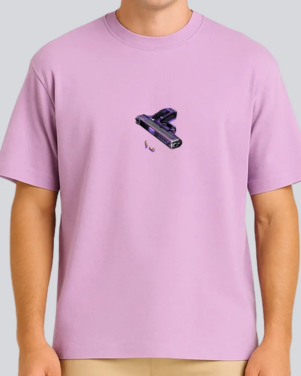 Printed_Hold_My_Pistol_Streetwear_Lavender_Oversize_T-Shirt_For_Men