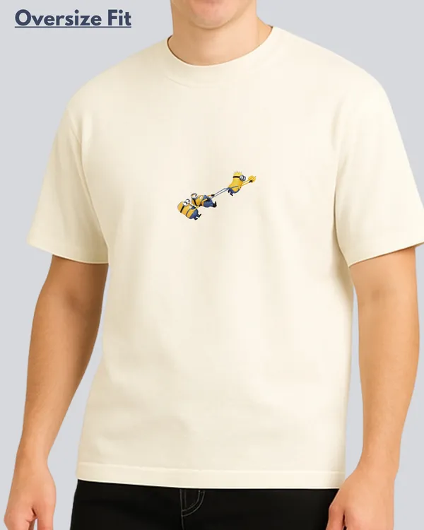 Printed_Minion_Banana_Streetwear_Off_White_Oversize_T-Shirt_For_Men