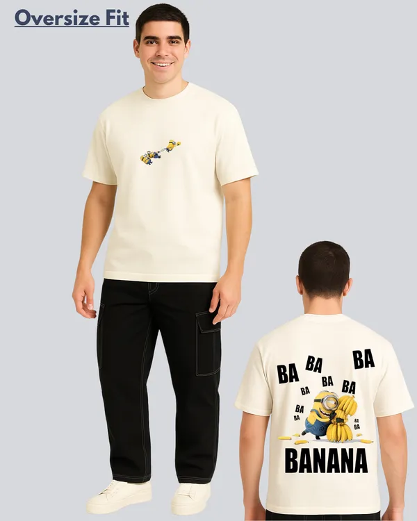 Printed_Minion_Banana_Streetwear_Off_White_Oversize_T-Shirt_For_Men