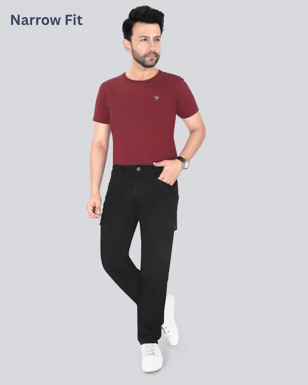 Black_Cotton_Narrow_Fit_Cargo_Pants_For_Men