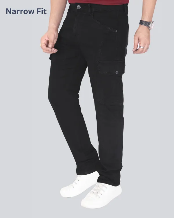 Black_Cotton_Narrow_Fit_Cargo_Pants_For_Men
