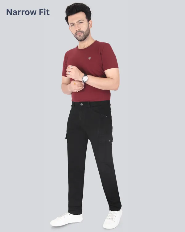 Black_Cotton_Narrow_Fit_Cargo_Pants_For_Men