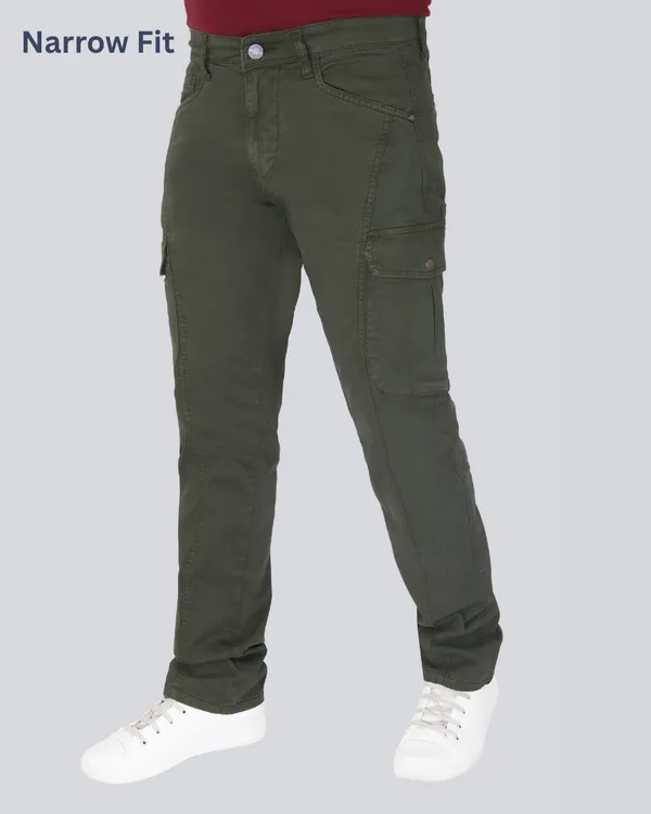 Olive_Cotton_Narrow_Fit_Cargo_Pants_For_Men