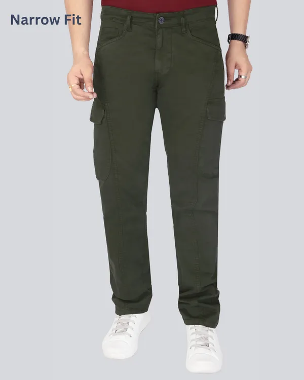 Olive_Cotton_Narrow_Fit_Cargo_Pants_For_Men