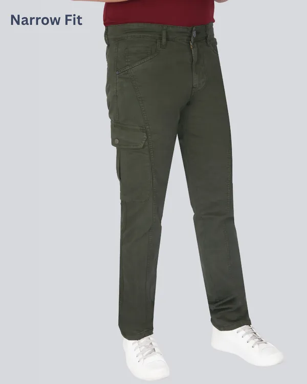 Olive_Cotton_Narrow_Fit_Cargo_Pants_For_Men
