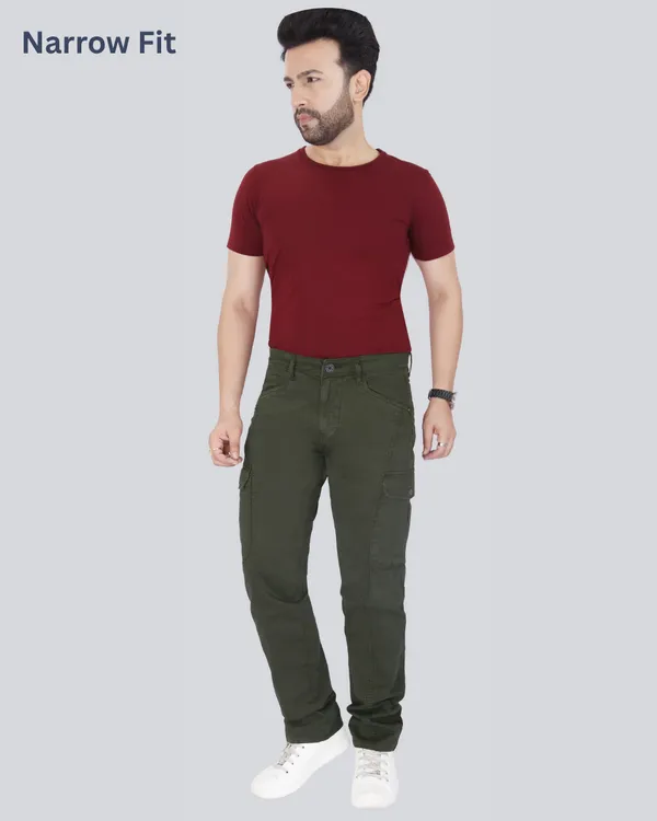 Olive_Cotton_Narrow_Fit_Cargo_Pants_For_Men