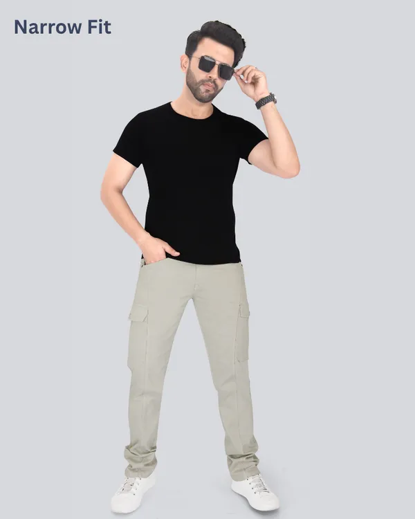 Light_Fawn_Cotton_Narrow_Fit_Cargo_Pants_For_Men