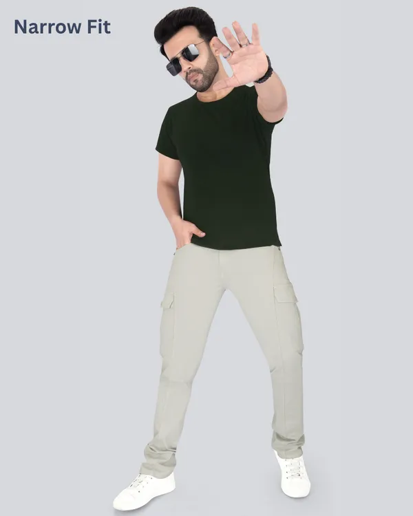 Light_Fawn_Cotton_Narrow_Fit_Cargo_Pants_For_Men