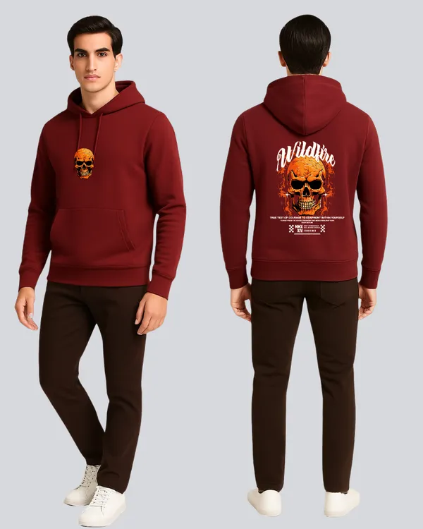 Maroon_Cotton_Skull_Wildfire_Printed_Hoodie_For_Men