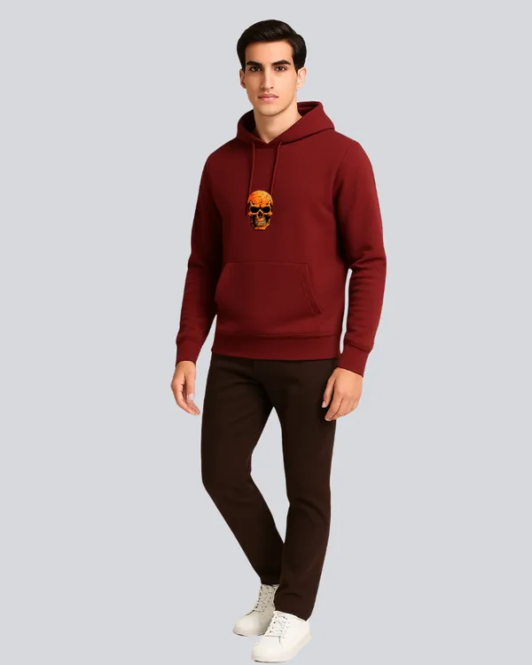 Maroon_Cotton_Skull_Wildfire_Printed_Hoodie_For_Men