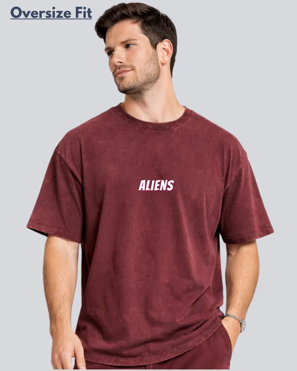 Printed_Aliens_Maroon_Acidwash_Oversize_Streetwear_T-Shirt_For_Men