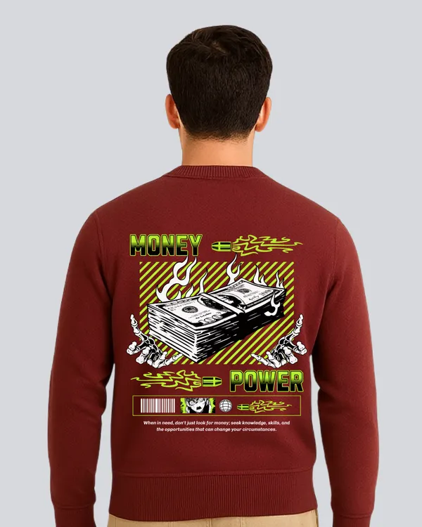 Printed_Money_Power_Supreme_Maroon__Sweatshirt_For_Men