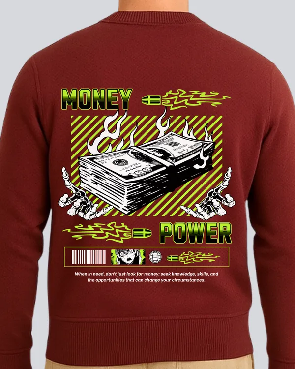 Printed_Money_Power_Supreme_Maroon__Sweatshirt_For_Men