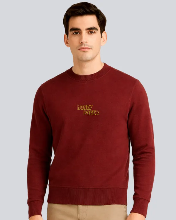 Printed_Money_Power_Supreme_Maroon__Sweatshirt_For_Men