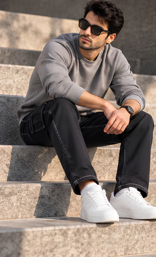 Proud_Black_with_White_Strip_Comfort_Fit_Cargo_Pants