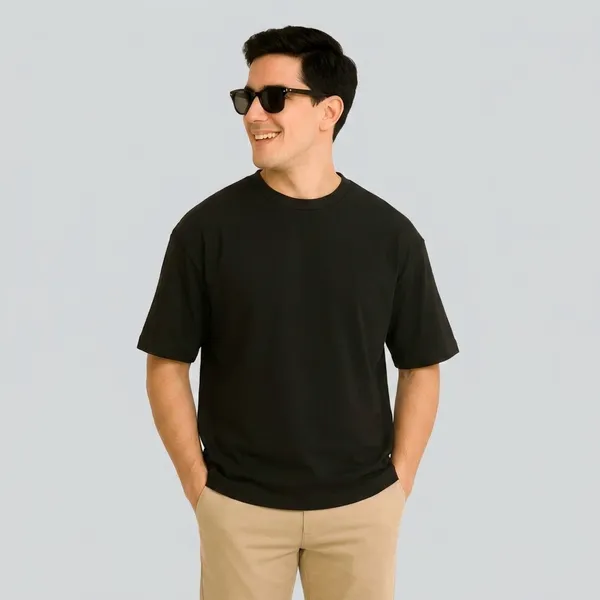 Plain_Streetwear_Black_Oversize_Fit_T-Shirt_For_Men
