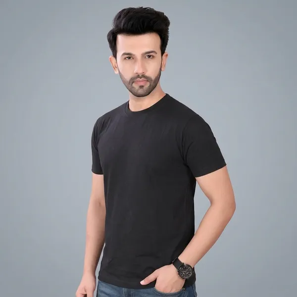 Black_Cotton_Round_Crew_Neck_T-Shirt_For_Men