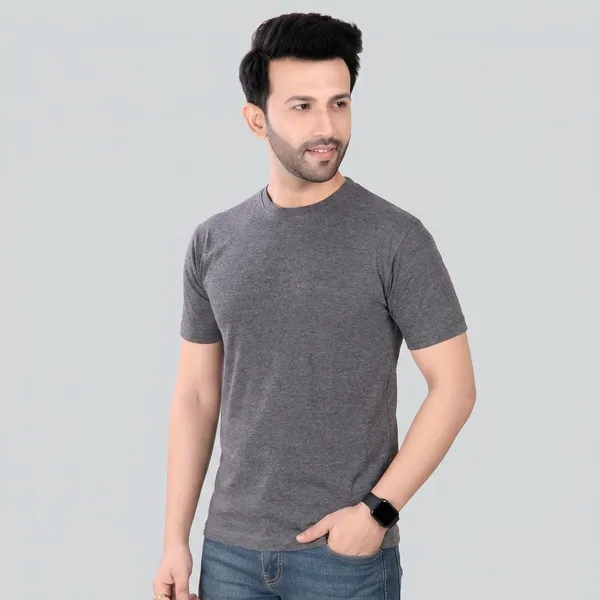 Dark_Grey_Cotton_Round_Neck_T-Shirt_For_Men