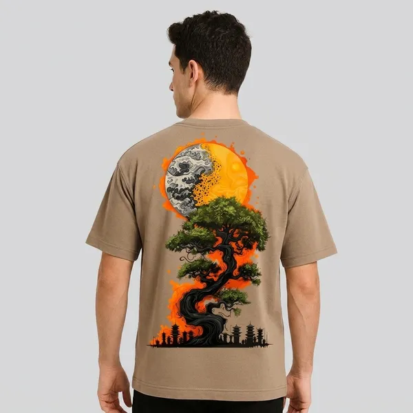 Printed_Sun_&_Moon_Streetwear_Biege_Oversize_T-Shirt_For_Men