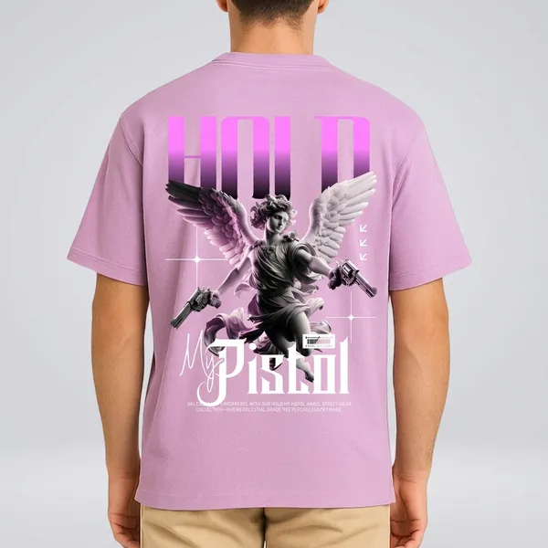 Printed_Hold_My_Pistol_Streetwear_Lavender_Oversize_T-Shirt_For_Men
