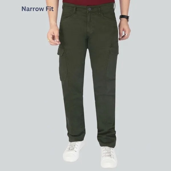 Olive_Cotton_Narrow_Fit_Cargo_Pants_For_Men
