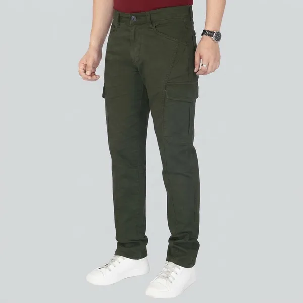 Olive_Cotton_Narrow_Fit_Cargo_Pants_For_Men