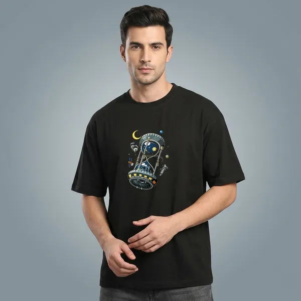 Printed_Space_Hourglass_Black_Round_Crew_Neck_T-Shirt_For_Men