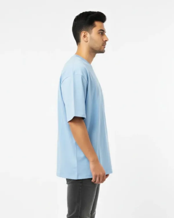 Light_Blue_Cotton_Blend_Oversized_Crew_Neck_T-Shirt_For_Men