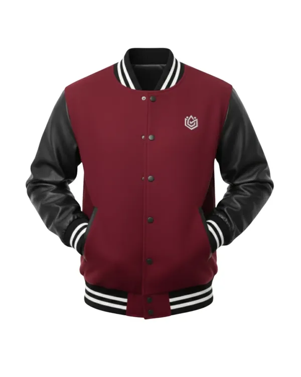 Maroon_Faux_Leather_Fleece_Varsity_Jacket_For_Men