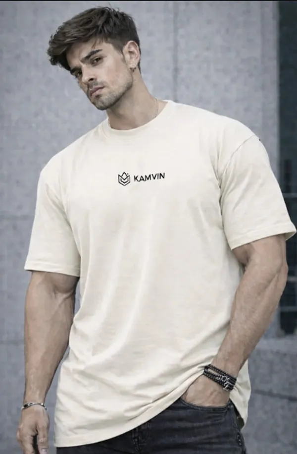 Cream_Cotton_Oversized_Sunset_Chaser_Graphic_T-Shirt_For_Men